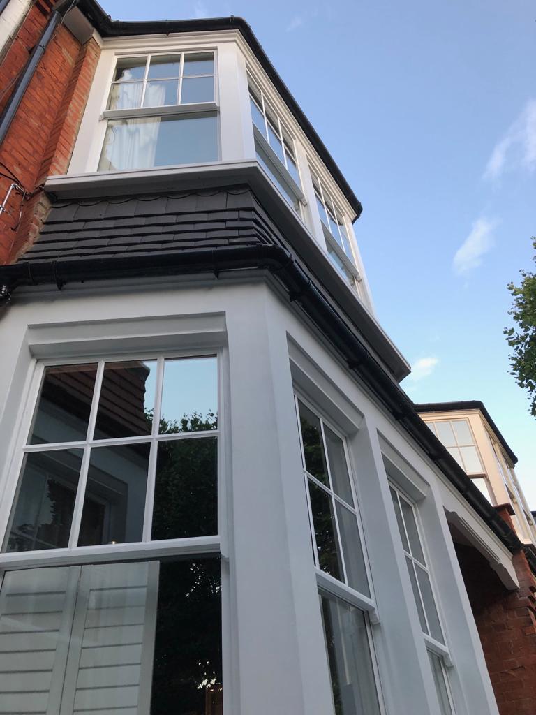 Restored Georgian sash window in a London townhouse with slimline secondary glazing fitted to the internal reveal